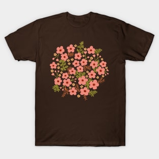 Buttercup garden in pink and brown T-Shirt